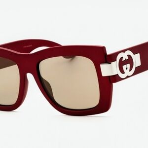 Authentic Gucci Burgundy Sunglasses with Silver Accents. BRAND NEW